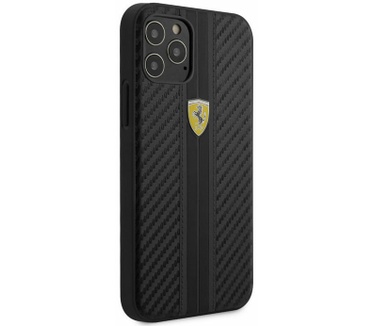 Ferrari Stripe Carbon Hard Case iPhone 12 Pro Max (6.7") - Zwart  Zwart