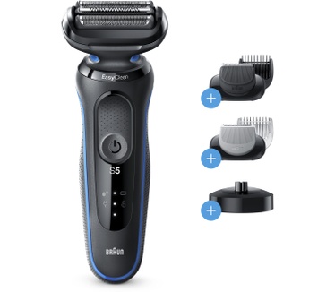 Braun Series 5 50-B4650cs Scheerapparaat Met Oplaadstandaard, 2 EasyClick-opzetstukken, Blauw