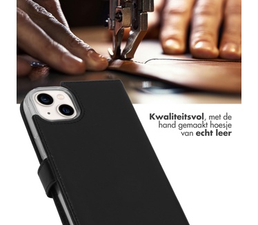 Selencia Echt Lederen Bookcase iPhone 14 Plus - Zwart