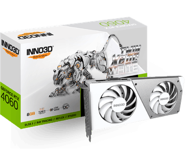 Inno3D GEFORCE RTX 4060 TWIN X2 OC WHITE - Videokaart - 8GB GDDR6 - PCIe 4.0 - 1 x HDMI - 3x DisplayPort