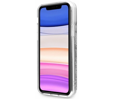 Guess Big 4G Liquid Glitter Case Apple iPhone 11 (6.1") - Zilver Zilver