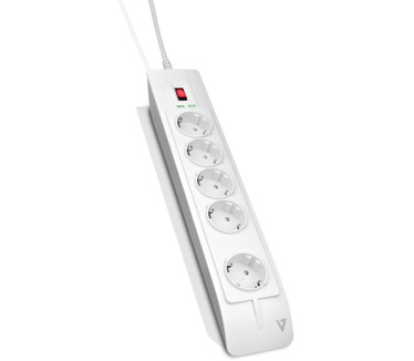 V7 5-Outlet Surge Protector, 2m cord, 1050 Joules ? White