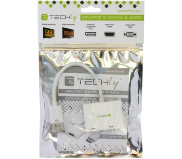 Techly DisplayPort 1.2 to HDMI/VGA 4K Adapter Wit