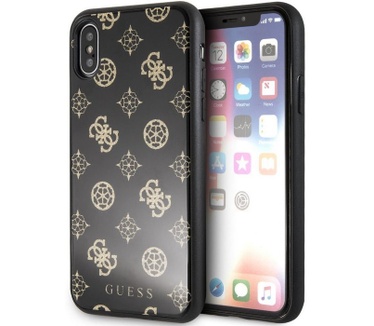 Guess Glitter Peony Hard Case - Apple iPhone X/XS (5,8") - Zwart  Zwart
