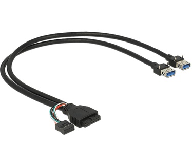 Delock 0.45m USB 3.0 pin + USB 2.0 pin / 2 x USB 3.0 A