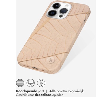 Selencia Aurora Fashion Backcover iPhone 14 Pro - Duurzaam hoesje - 100% gerecycled - Earth Leaf Beige