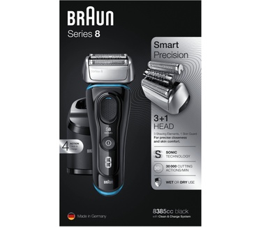 Braun Series 8 8385cc Volgende Generatie Elektrisch Scheerapparaat, Clean&Charge-station, Zwart