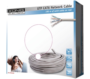 König UTP CAT6 solid netwerkkabel op 100m rol