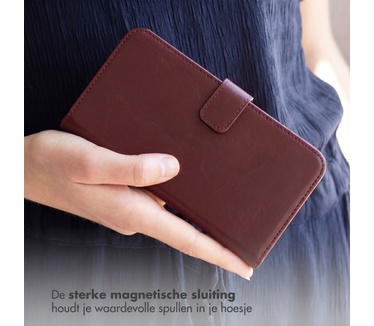 Selencia Echt Leren Bookcase voor de Apple iPhone 17 - Burgundy