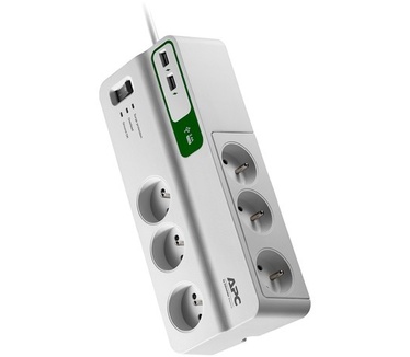 APC Essential SurgeArrest 6 outlets with 5V, 2.4A 2 port USB charger, 230V France