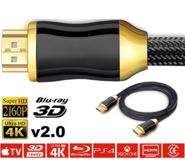 Allteq HDMI kabel - premium High Speed - Goud, Zwart