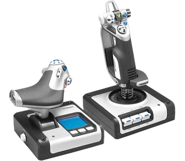 Logitech X52 H.O.T.A.S. Zilver, Zwart