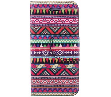 Gekleurde Aztec Print lederen bookcase hoesje voor de Apple iPhone 4 (Apple iPhone 4) Multi-color