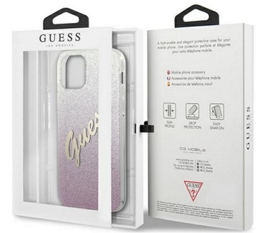 Guess Gradient Vintage Glitter Case iPhone 12 Pro Max (6.7") Roze Roze