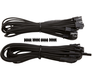Corsair Premium Individually Sleeved PCIe Cables with Dual Connectors, Type 4 (Generation 3) - Zwart Zwart