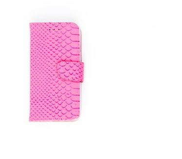 Schubben design Lederen Bookcase hoesje voor de Apple iPhone 8 - Lichtroze (Apple iPhone 8) Roze
