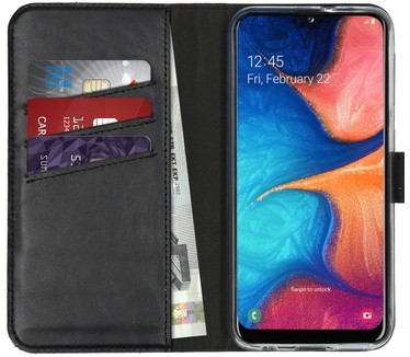 Selencia Echt Lederen Bookcase Samsung Galaxy A20e - Zwart