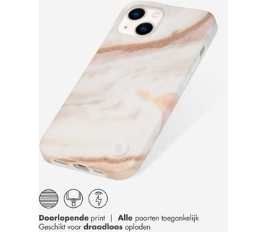 Selencia Aurora Fashion Backcover iPhone 14 - Duurzaam hoesje - 100% gerecycled - Wit Marmer