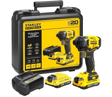Stanley FatMax V20 18V 2x2.0Ah Brushless Slagschroevendraaier met 3 snelheden in koffer