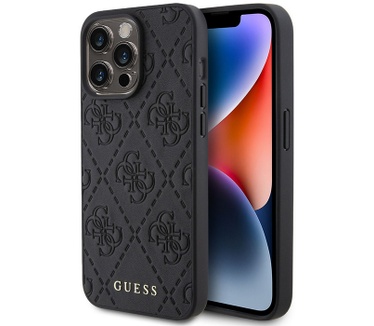 Guess 4G Stamped Back Case - Apple iPhone 15 Pro (6.1") - Zwart Zwart