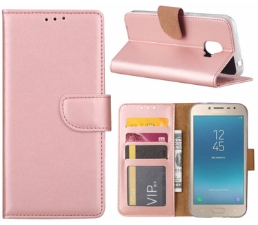 Luxe Lederen Bookcase hoesje voor de Samsung Galaxy Grand Prime Pro 2018 - Metallic Roze (Samsung Galaxy Grand Prime Pro 2018) Rosé Goud