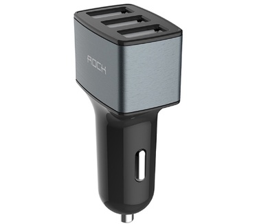 Rock Autolader - inclusief 3 USB aansluitingen - Zwart