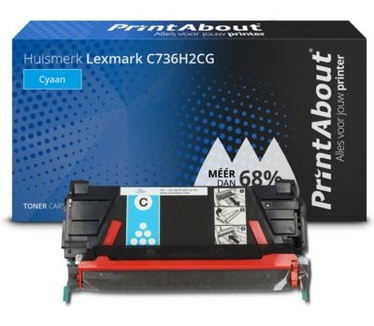 PrintAbout Huismerk Lexmark C736H2CG Toner Cyaan Hoge capaciteit