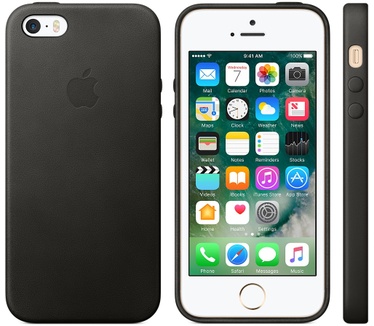 Apple iPhone 5/5S/SE Leren Hoesje Zwart Zwart