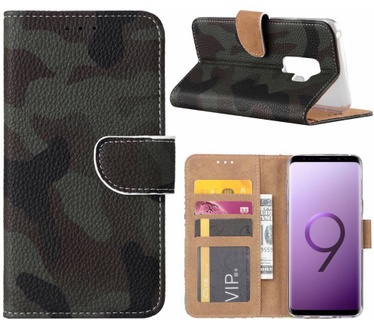 Leger Camouflage print lederen Bookcase hoesje voor de Samsung Galaxy S9 Plus (Samsung Galaxy S9 Plus)