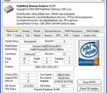 RightMark Memory Analyzer 3.72 screenshot (resized)
