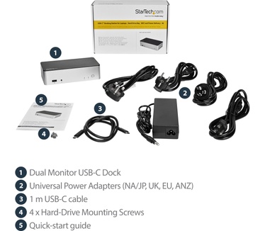 Startech.com Dual-monitor USB-C docking station voor Windows met 2.5? SATA SSD/HDD Bay