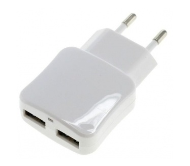 qMust Mobiele oplader 2.1A - dubbele USB aansluiting - wit