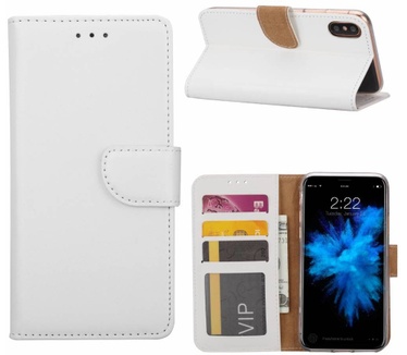 Luxe Lederen Bookcase hoesje voor de Apple iPhone XS - Wit (Apple iPhone XS) Wit
