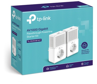 TP-Link AV1000 Gigabit Powerline Starter Kit met ingebouwd stopcontact TL-PA7010P KIT