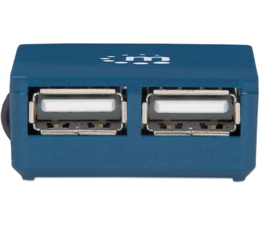 Manhattan USB 2.0 Micro Hub, 4x USB 2.0 ports, Bus Power, Blue, Blister