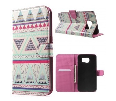 qMust Samsung Galaxy S7 Plus Wallet Case - hoesje met stand - Triangles