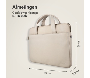Accezz Leather Laptoptas 16 inch - Beige
