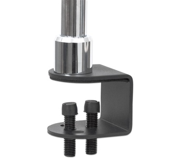 Manhattan Monitor Desk Mount (clamp), 1 screen, 10-27", Vesa 75x75 to 100x100mm, 3 pivots, Height 0-40cm, Max 15kg, Black/Silver Pole