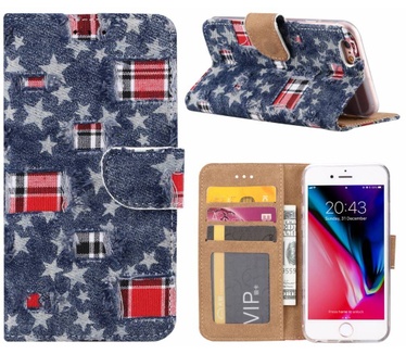 Spijkerbroek print lederen Bookcase hoesje voor de Apple iPhone 6 / 6S - Blauw (Apple iPhone 6 / 6S) Blauw