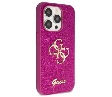 Guess 4G Glitter Back Case - Apple iPhone 15 Pro (6.1") - Paars Roze