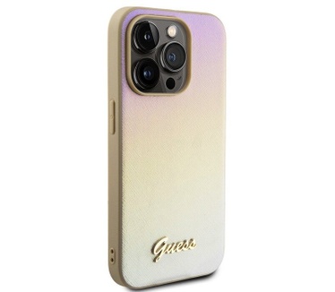 Guess Iridescent Metal Script Back Case iPhone 15 Pro (6.1") Goud Goud