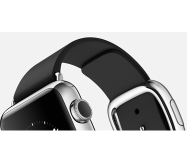 Apple Watch 38mm Roestvrij Staal - Zwart bandje, moderne gesp (groot) (Zwart)