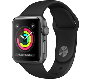 Apple Watch Series 3 (Sportbandje, 38mm) Grijs (Zwart)