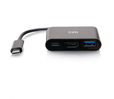 CablesToGo USB-C 3-in-1 Mini Dock met HDMI, USB-A en USB-C stroomvoorziening tot 60W - 4K 30Hz