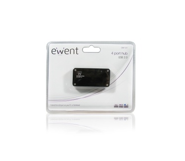 Eminent Ewent USB2.0 Hub 4 port black with external Power adapter