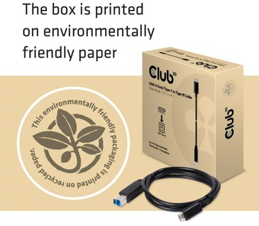 Club 3D USB 3.1 Gen2 Type-C to Type-B kabel 1 meter M/M Zwart