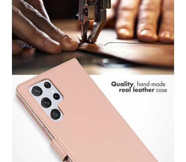 Selencia Echt Lederen Bookcase Samsung Galaxy S22 Ultra - Dusty Pink