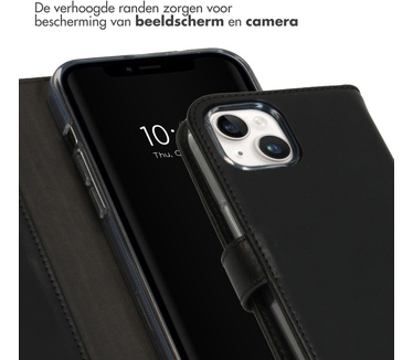 Selencia Echt Lederen Bookcase iPhone 15 - Zwart