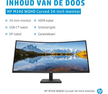 HP M34d WQHD Curved Monitor Zwart