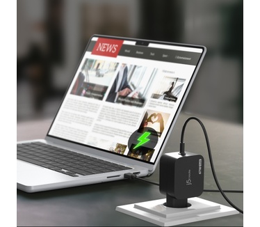 j5create JUP1565DCE3A-EN 67W GaN PD USB-C®-minioplader met 3 typen DC-connector - EU